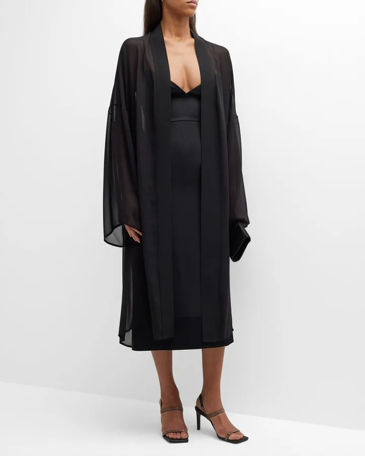 Sheer Silk Georgette Wrap Jacket