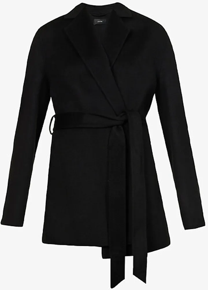 Womens Black Cenda Double-faced Wool and Cashmere-blend Coat