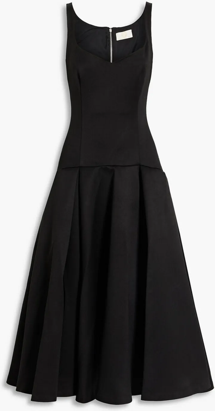 Pleated woven midi dress