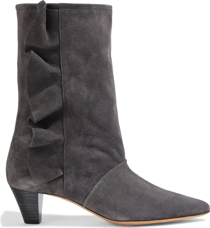 Fabita ruffle-trimmed suede ankle boots