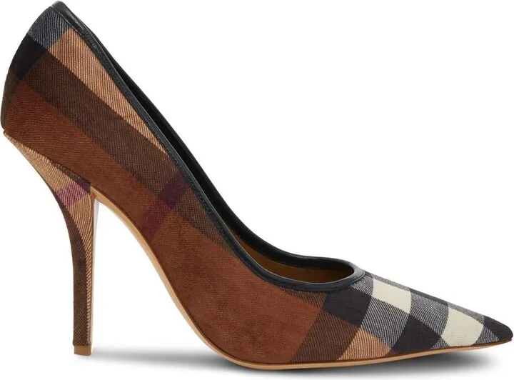 Check Leather Pumps