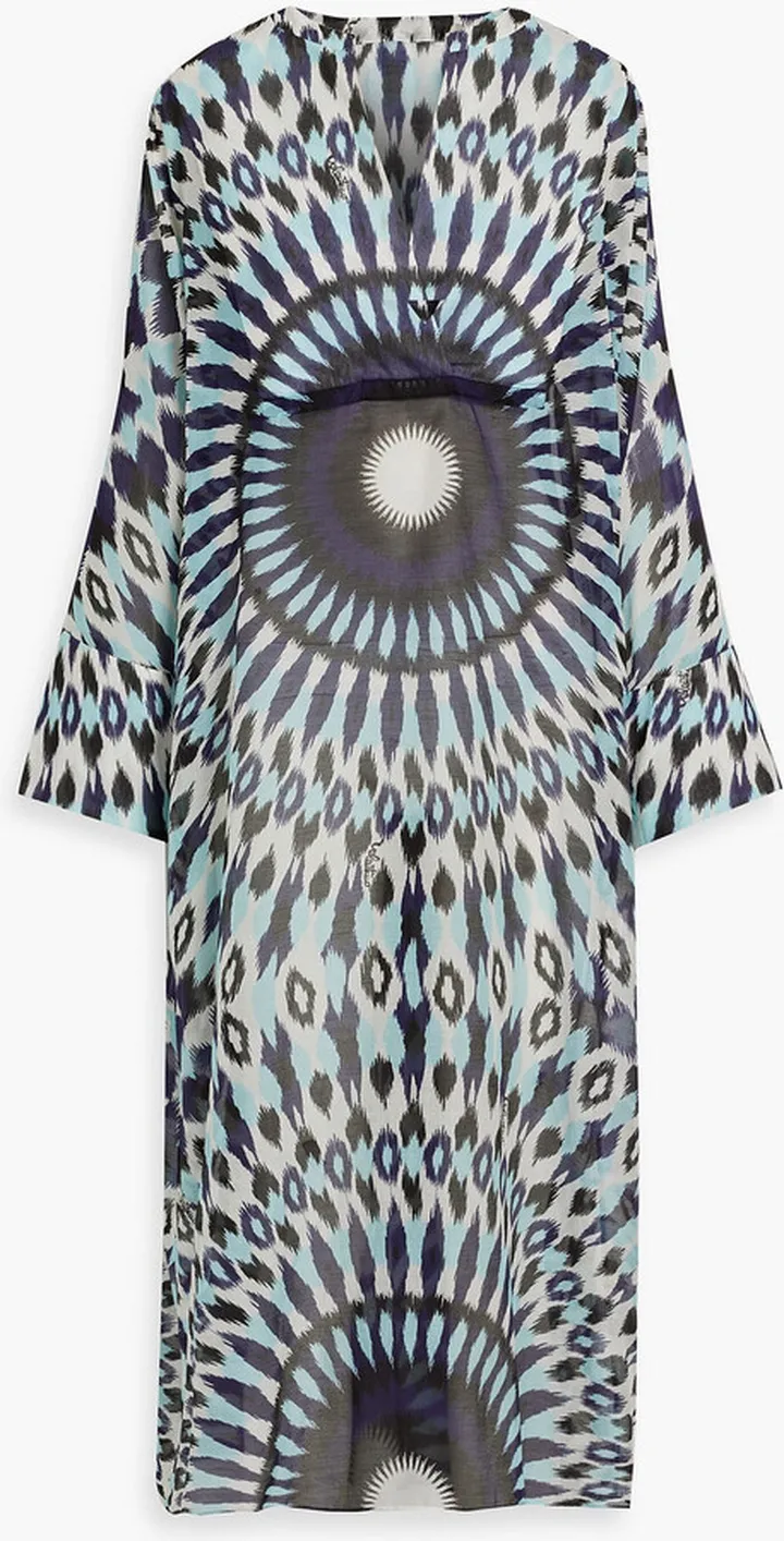 Printed cotton-voile midi dress