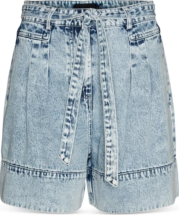 Womens Belted Midi Denim Shorts