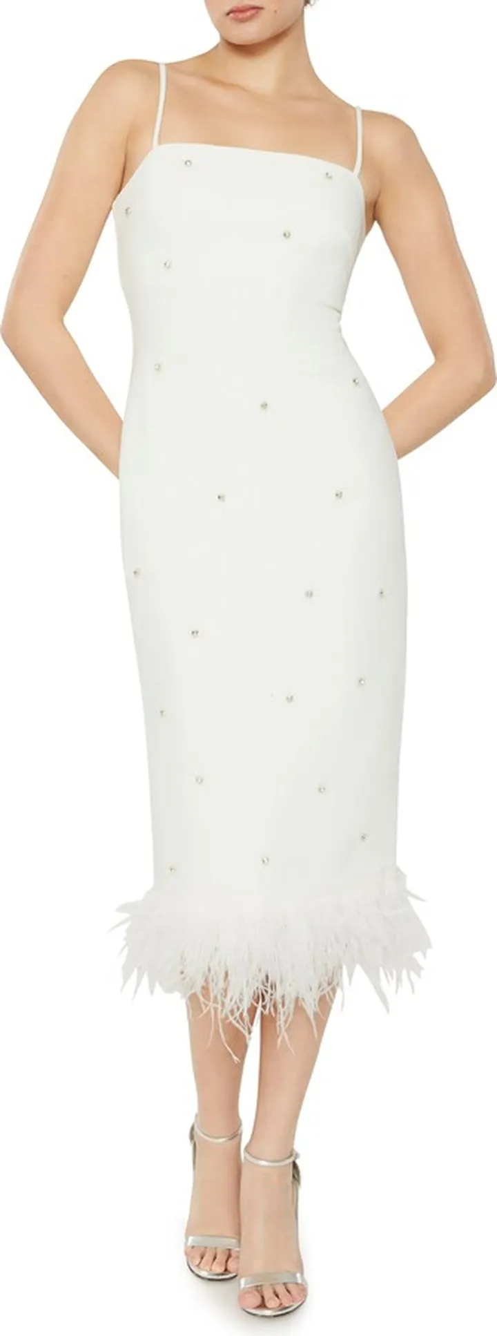 Electra Embellished Feather Trim Dress