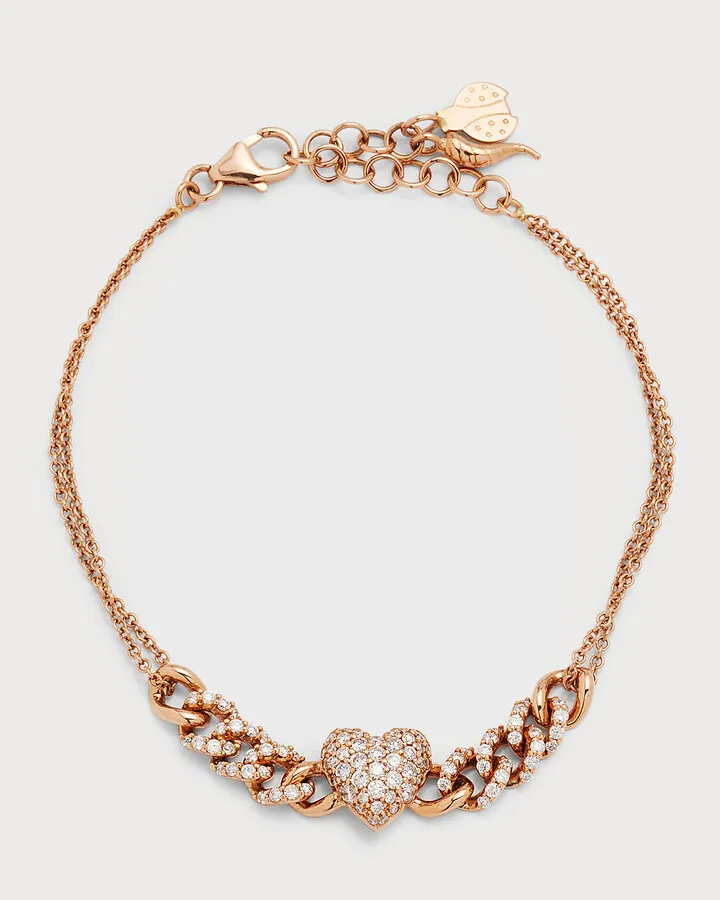 18k Yellow Gold Small Diamond Heart Bracelet