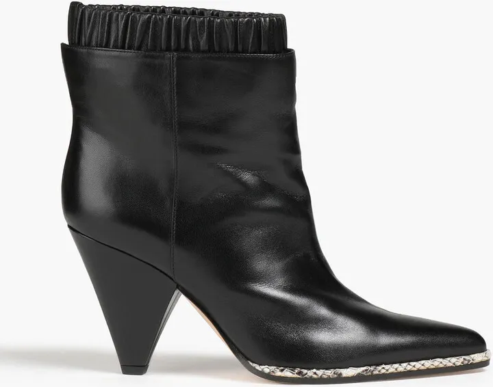 Gathered leather ankle boots