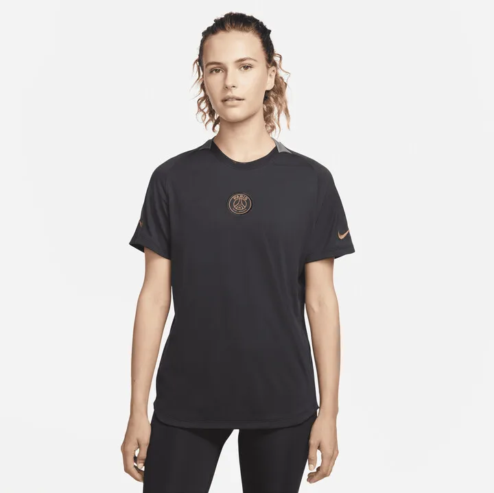 Paris Saint-Germain Nike Women's Dri-FIT Short-Sleeve Soccer Top in Black