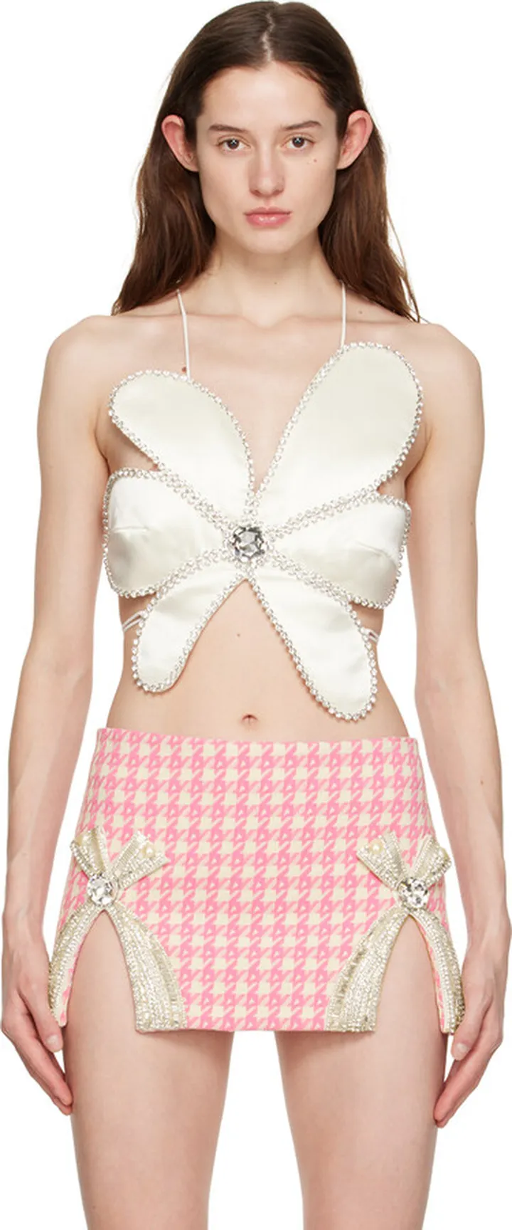 AREA White Crystal Mussel Flower Camisole