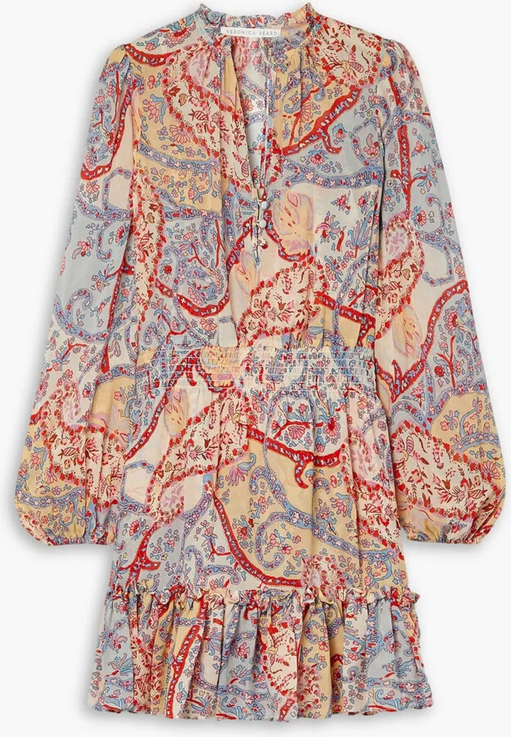 Destiny ruffled printed silk-chiffon mini dress