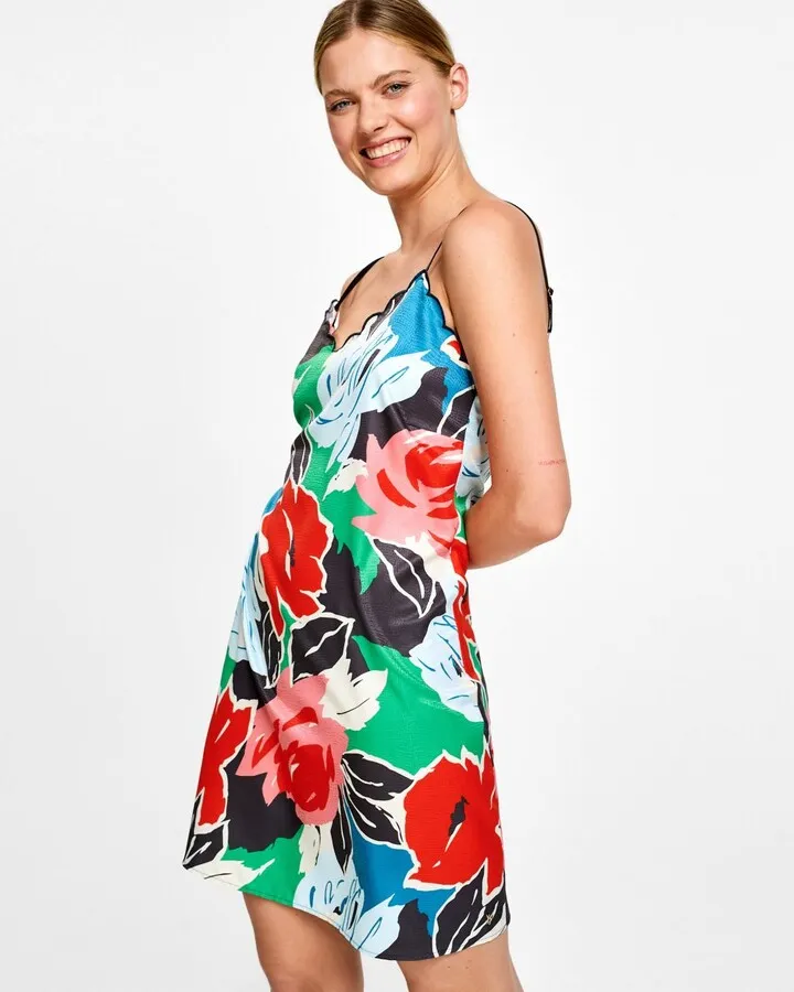 Floral Printed Chemise in Black
