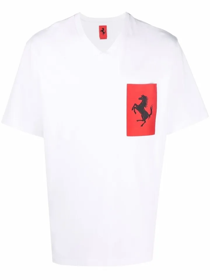logo-patch v-neck T-shirt