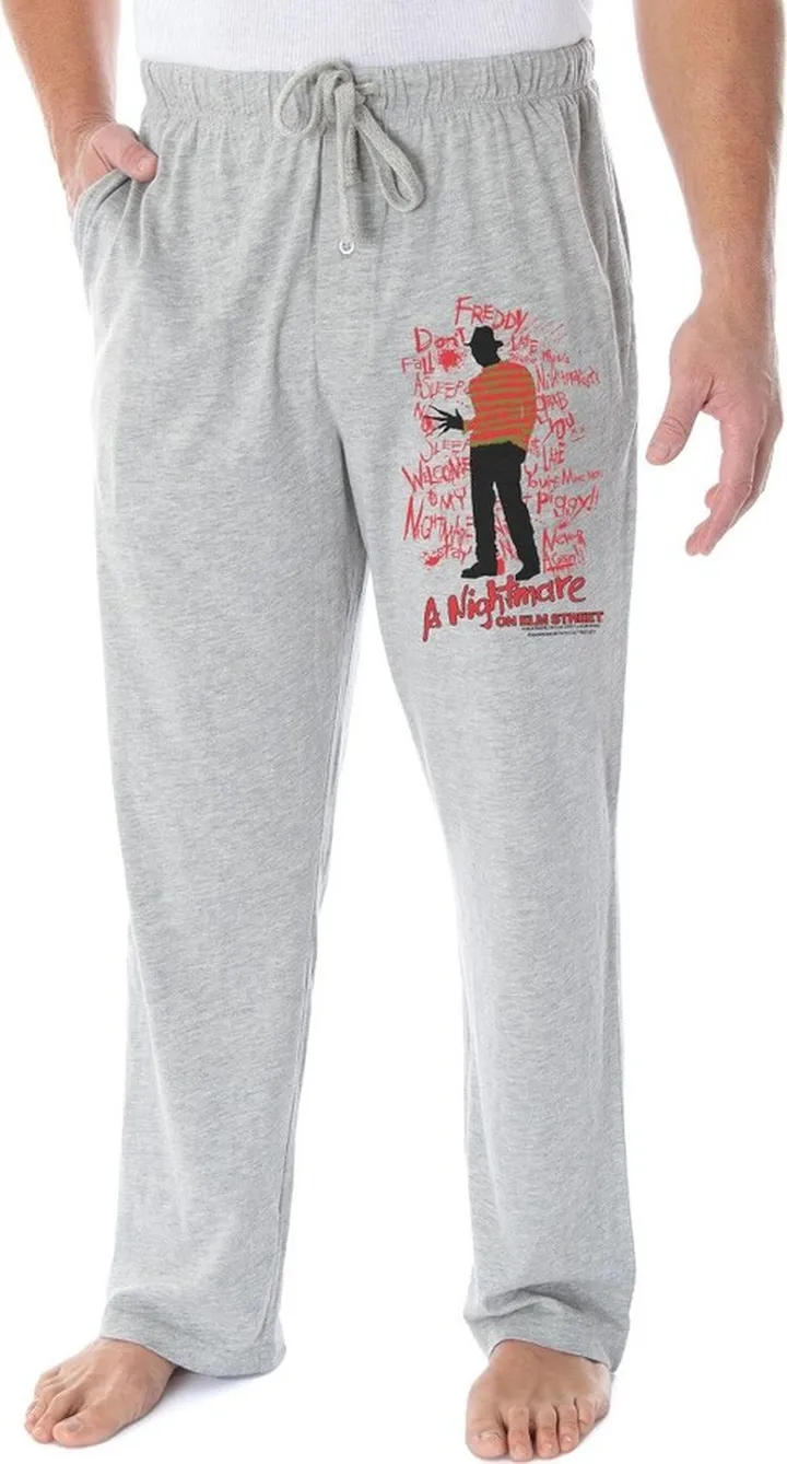 A Nightmare On Elm Street Men's Freddy Krueger Lounge Bottoms Pajama Pants (2XL) Grey