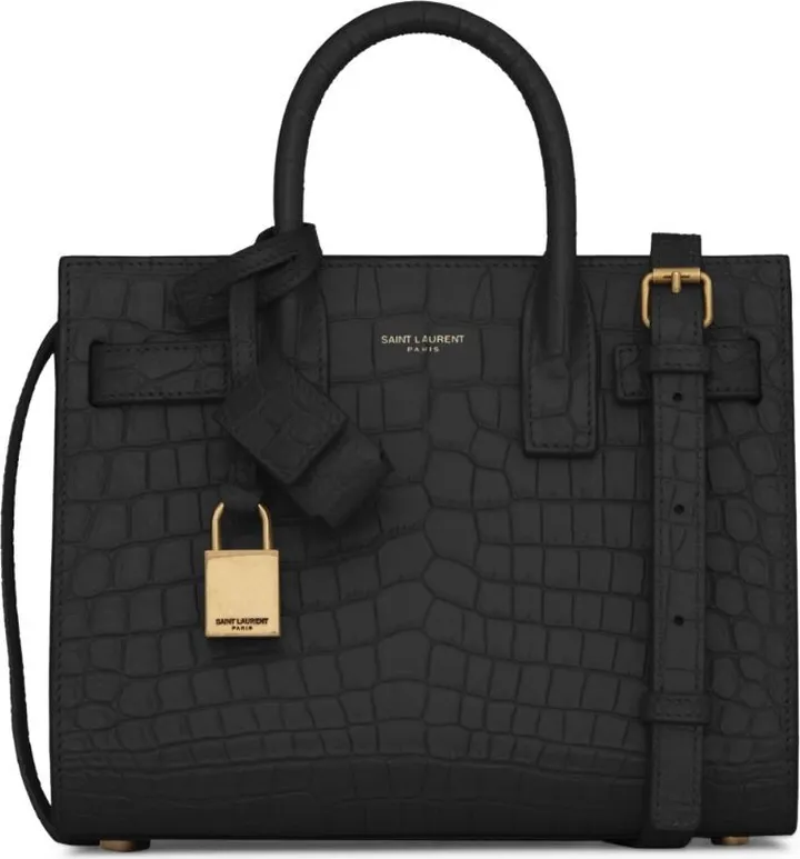 Saint Laurent Nano Sac De Jour Croc-Embossed Tote Bag