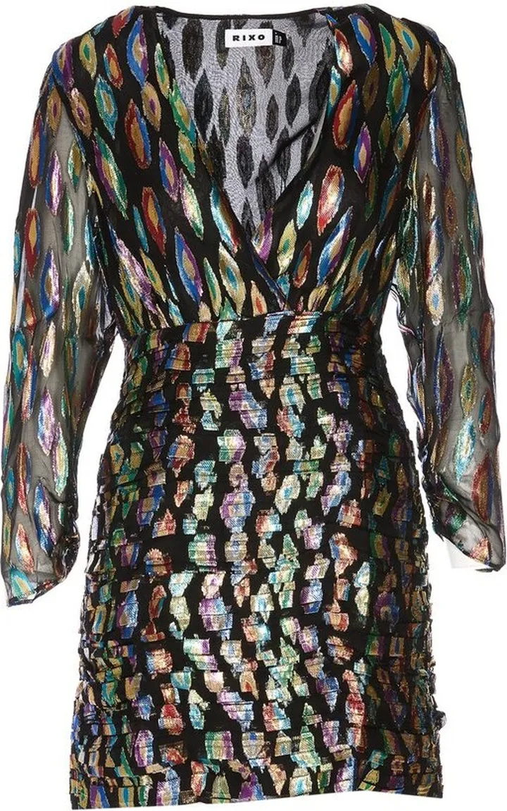 Rixo V-Neck Ruffled Trim Mini Dress