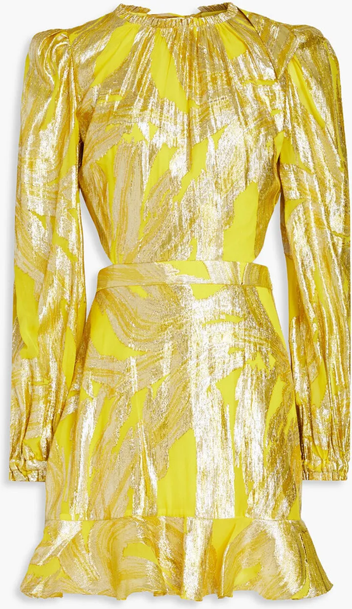 Navarro metallic fil coupé silk-blend chiffon mini dress