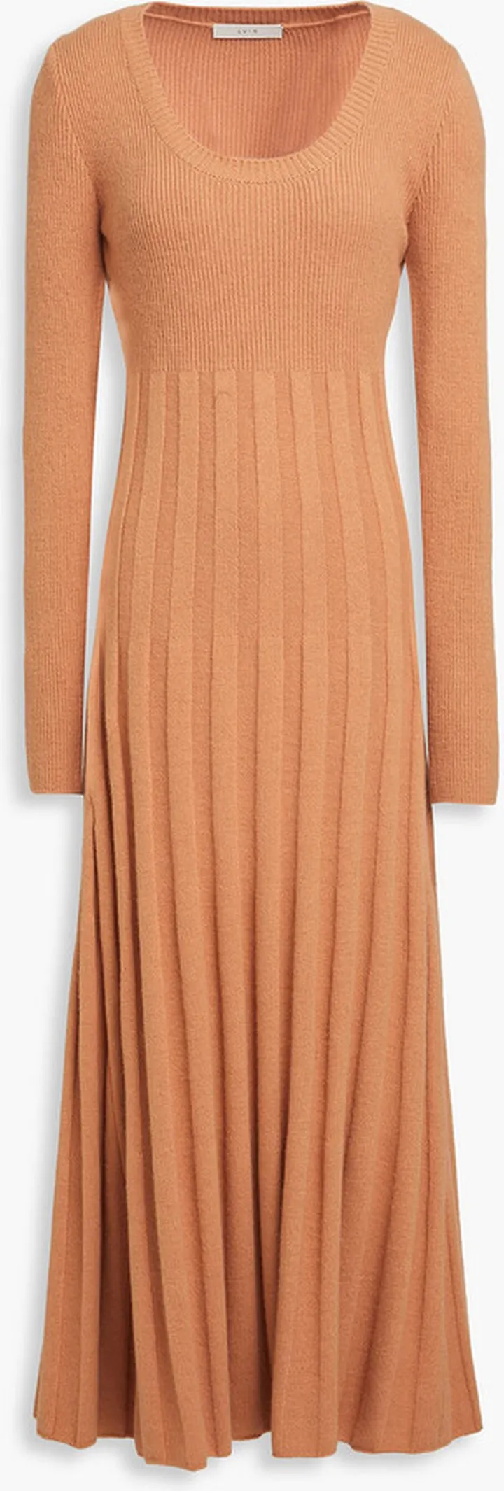 Pleated wool-blend maxi dress