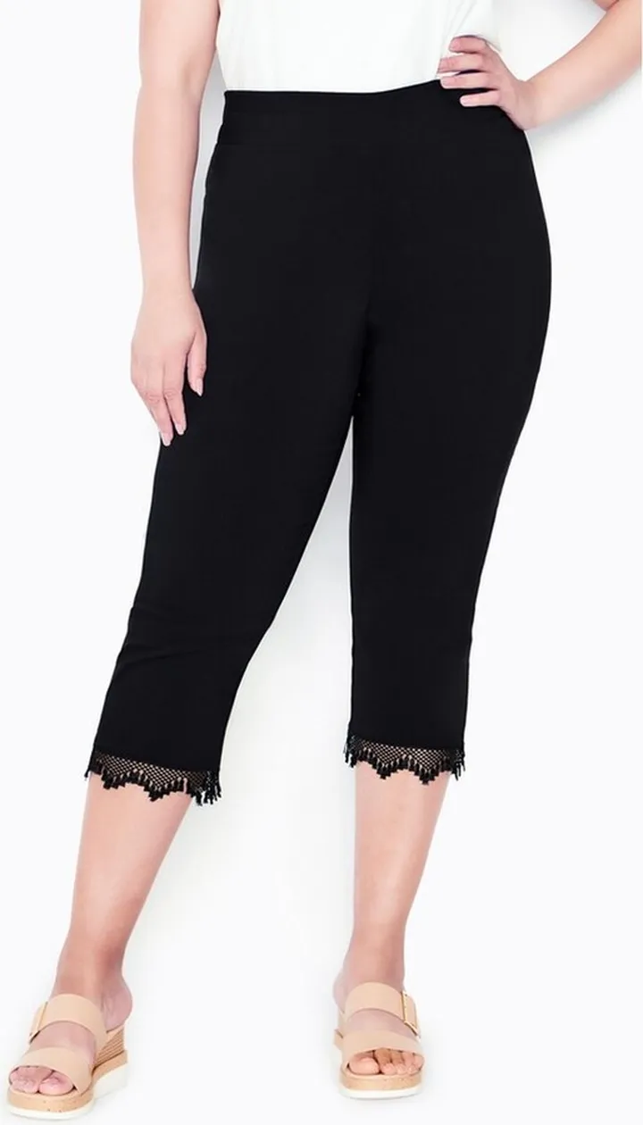 AVENUE | Women's Plus Size Super Stretch Lace Capri - black - 22W