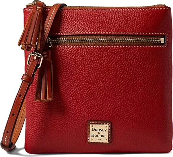 Dooney & Bourke Pebble Double Zip Tassel Crossbody (Red) Handbags