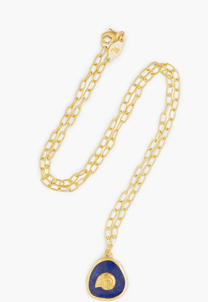 Gold-plated lapis lazuli necklace