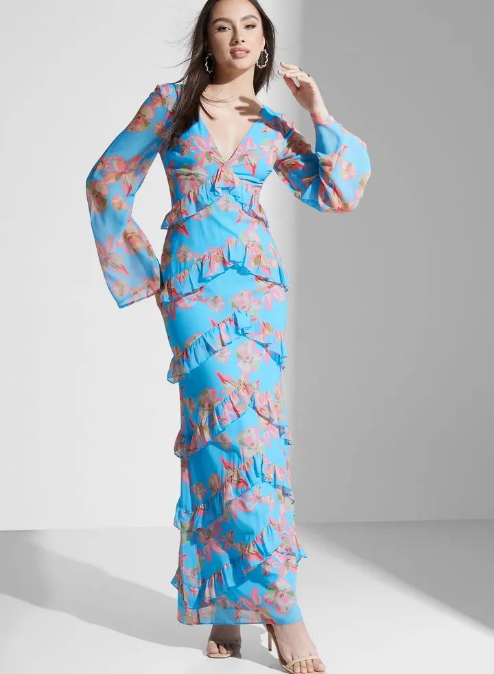 Floral Print Ruffle Dress