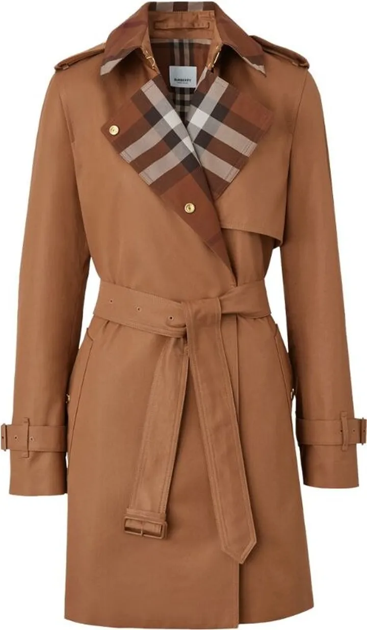 Burberry Cotton Gabardine Check-Panel Trench Coat