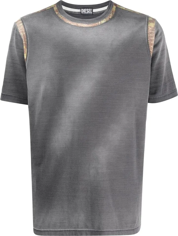 camouflage-trim stonewashed T-shirt