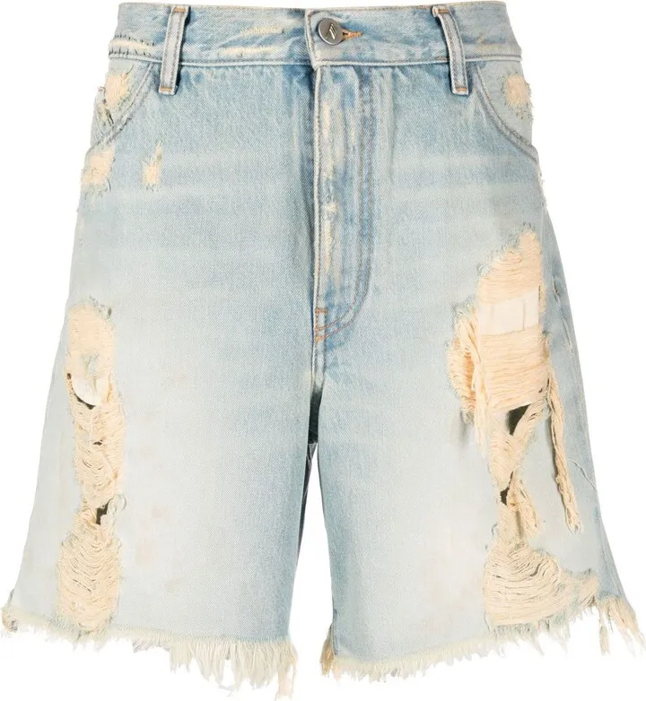 Blue Eugenia Ripped Denim Shorts