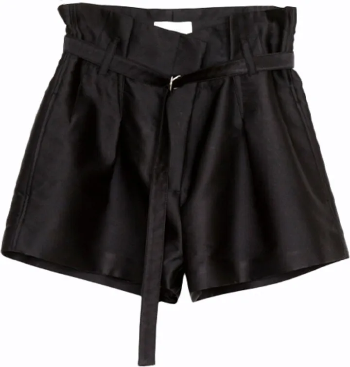 Satin Origami Shorts In Black