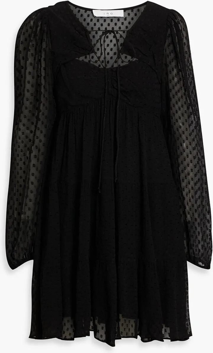 Dixon ruched flocked georgette mini dress
