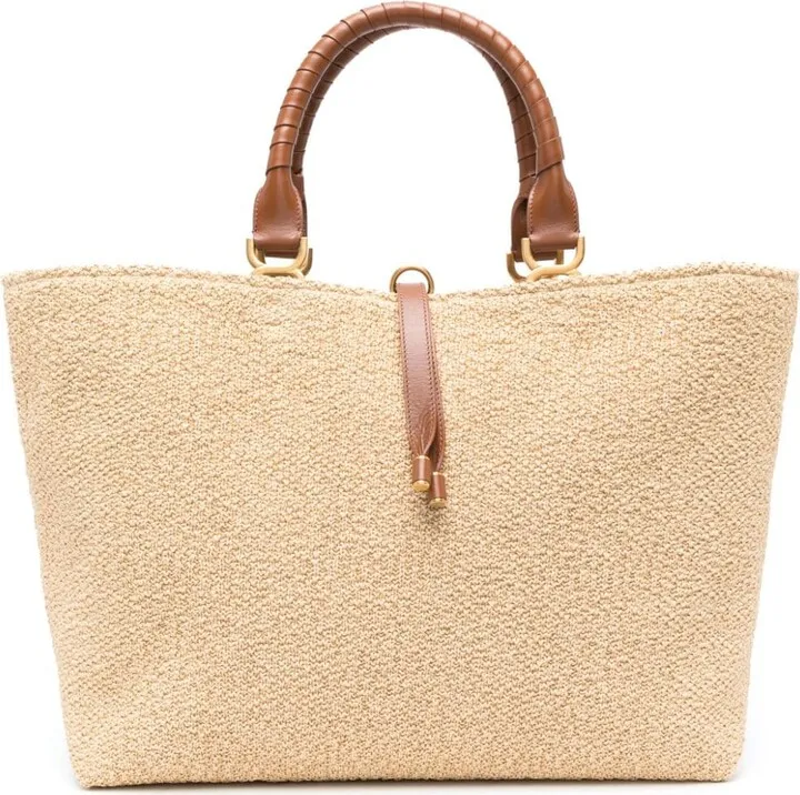 Marcie bouclé-effect linen tote bag