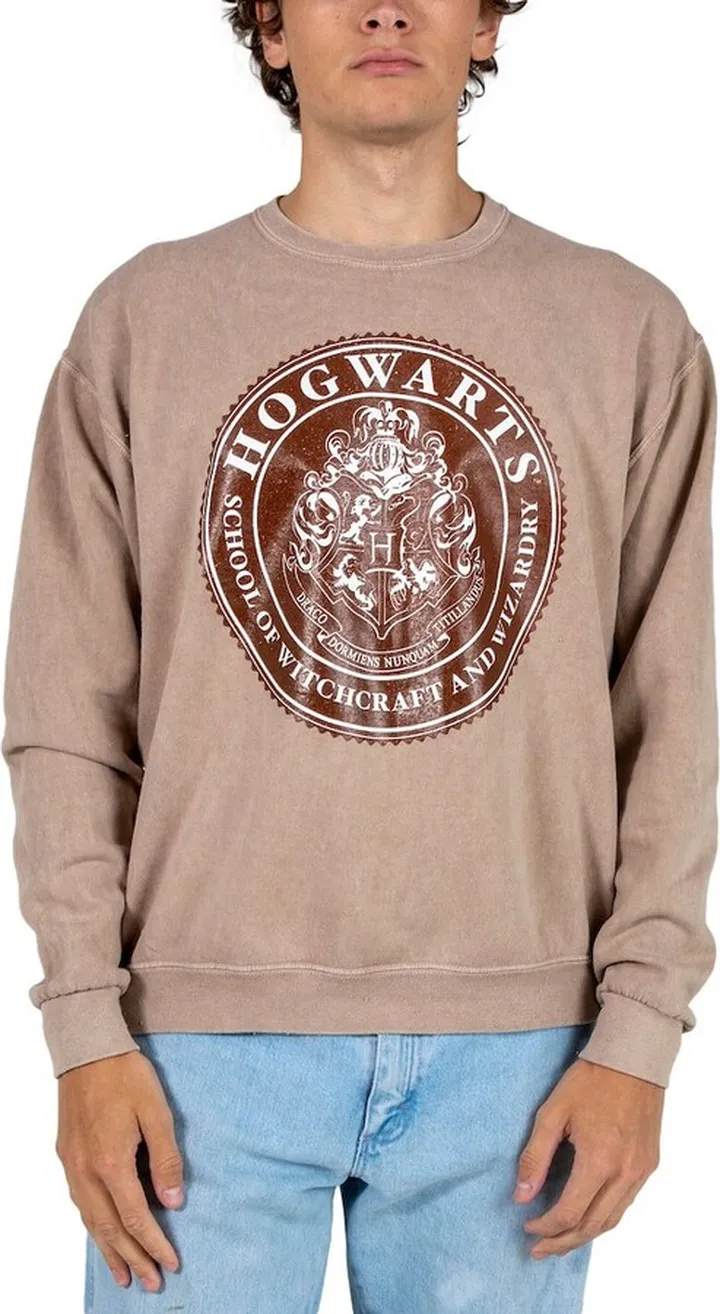 Hogwarts Seal on Mineral Wash Natural Sweatshirt-Small