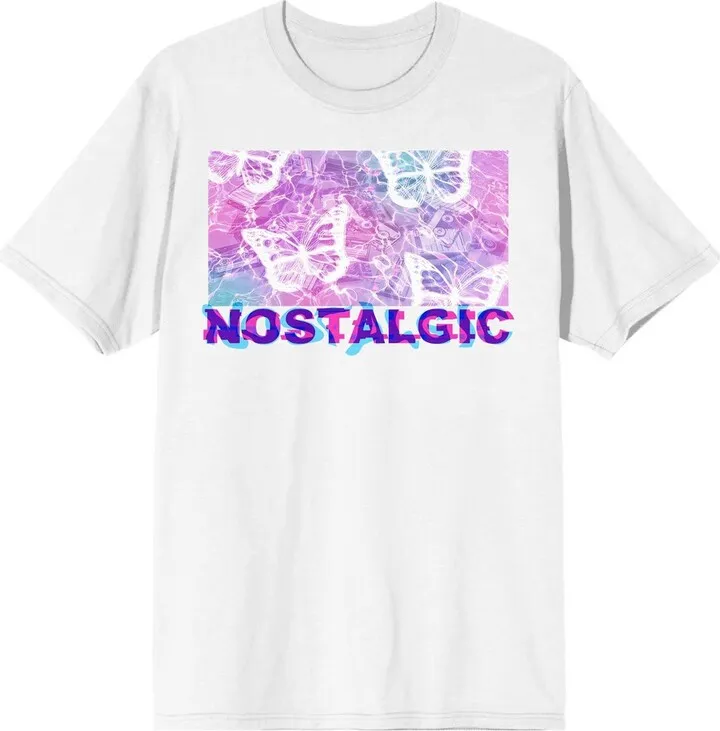 Chrome Baddie Y2K Nostalgic Butterflies Crew Neck Short Sleeve Women's White T-shirt-Small