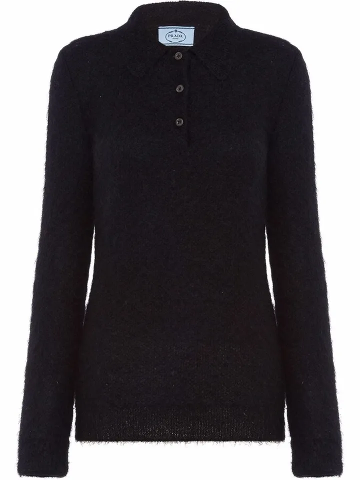Slim-Fit Button-Placket Knitted Polo Shirt