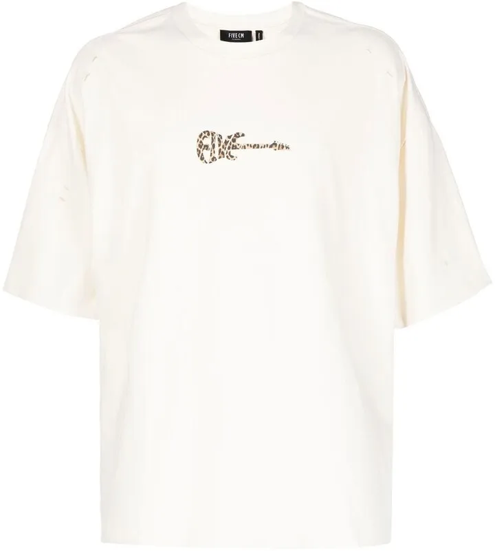leopard guitar-print distressed T-shirt
