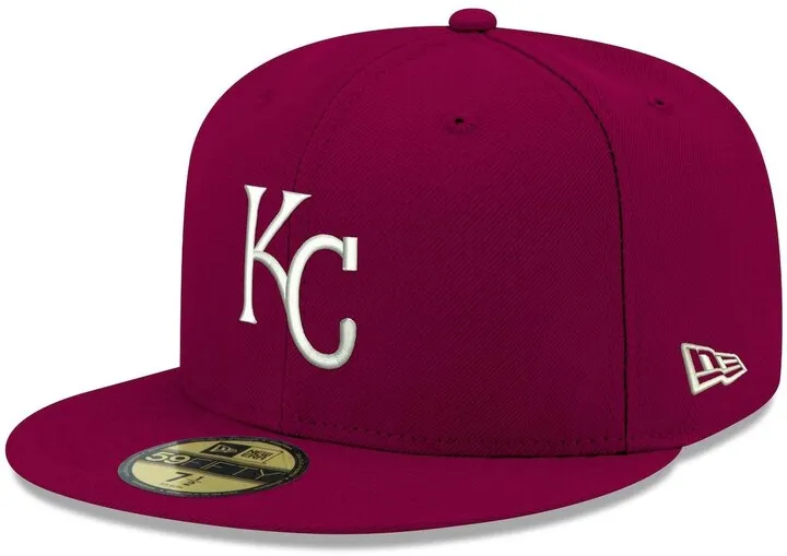 Men's Cardinal Kansas City Royals Logo White 59FIFTY Fitted Hat