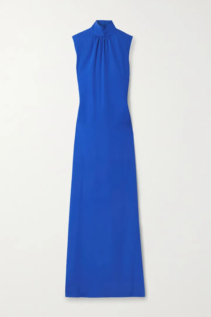 Akris - Draped Cutout Silk-crepe Gown - Blue