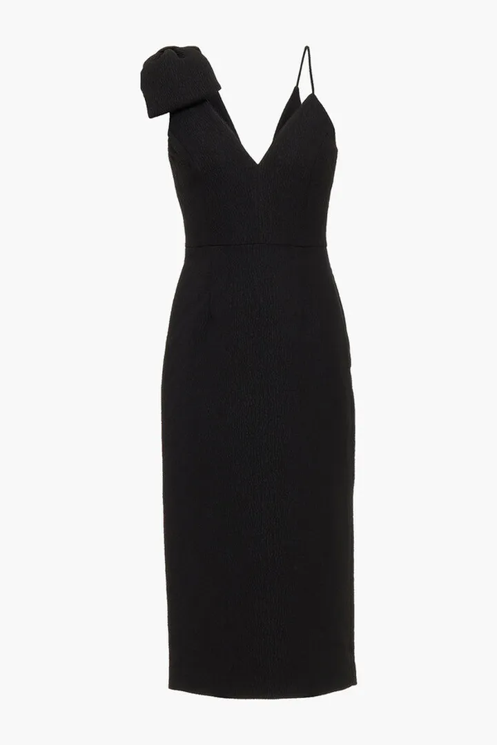 Mondrian bow-embellished cloqué midi dress
