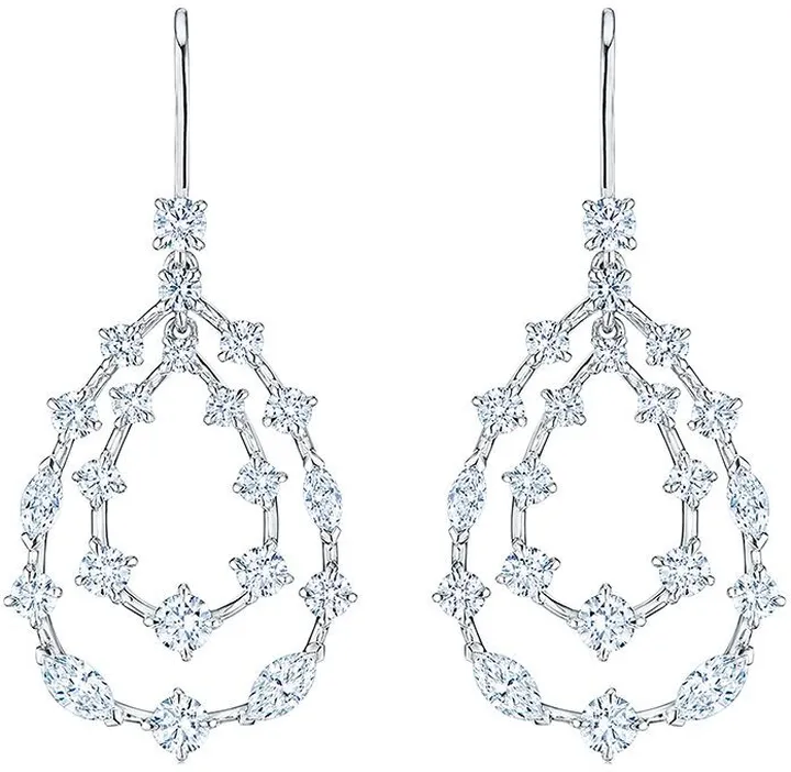 18kt white gold diamond Starry Night double teardrop earrings
