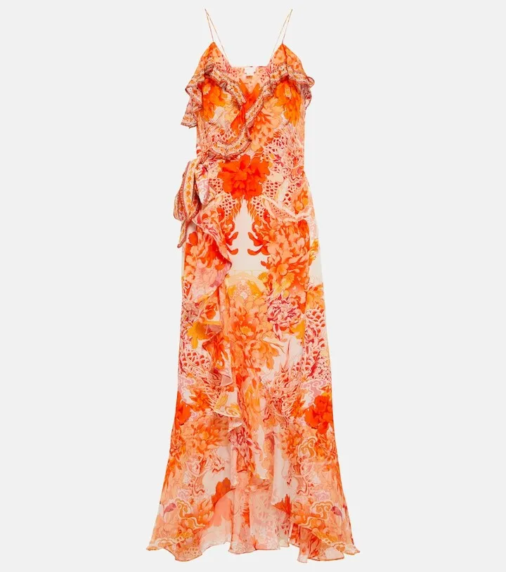 Floral silk maxi dress