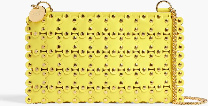 Flower Puzzle studded laser-cut leather shoulder bag