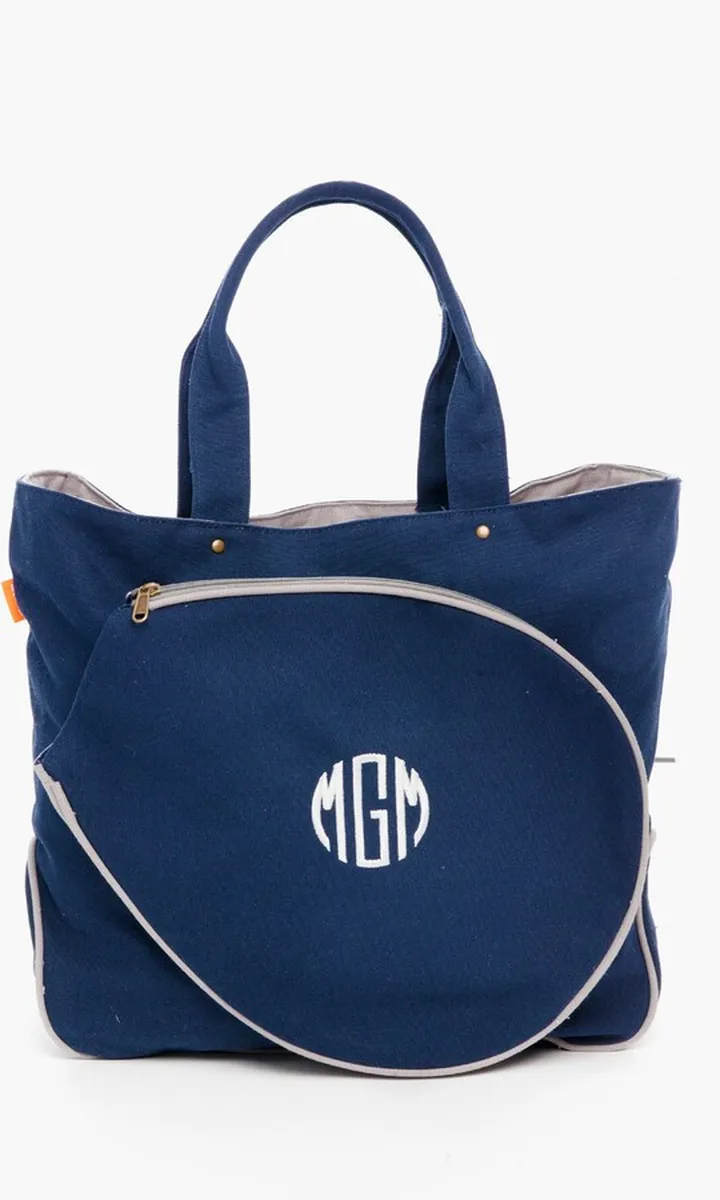 Navy Monogrammed Tennis Tote