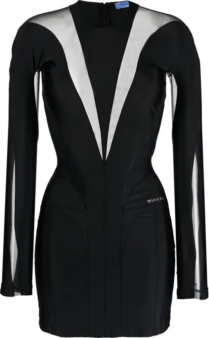 Sheer-Panel Mini Dress