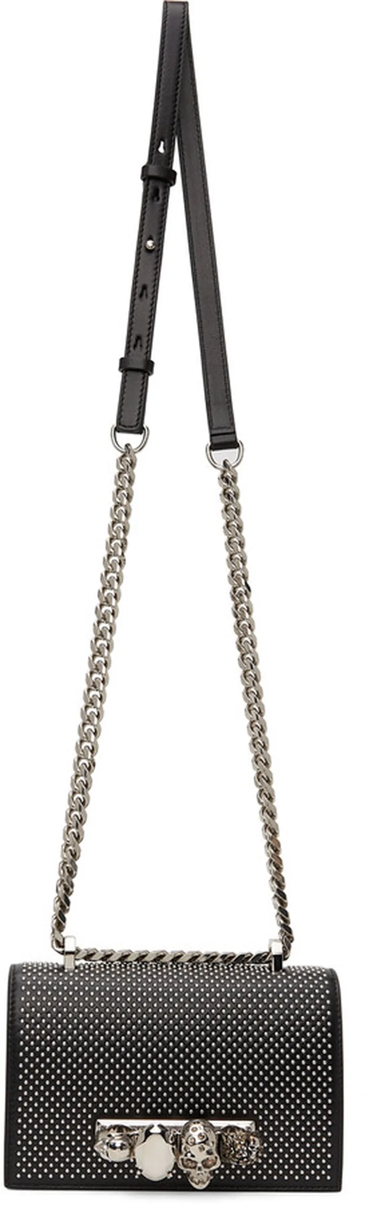 Alexander McQueen Black Studded Mini Jewelled Satchel Bag