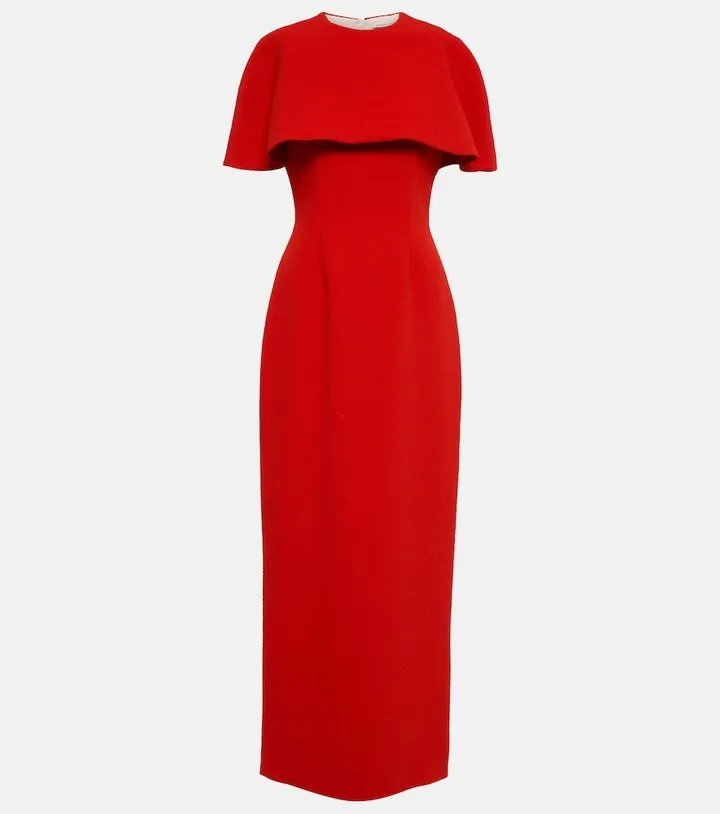 Elham cape crepe midi dress