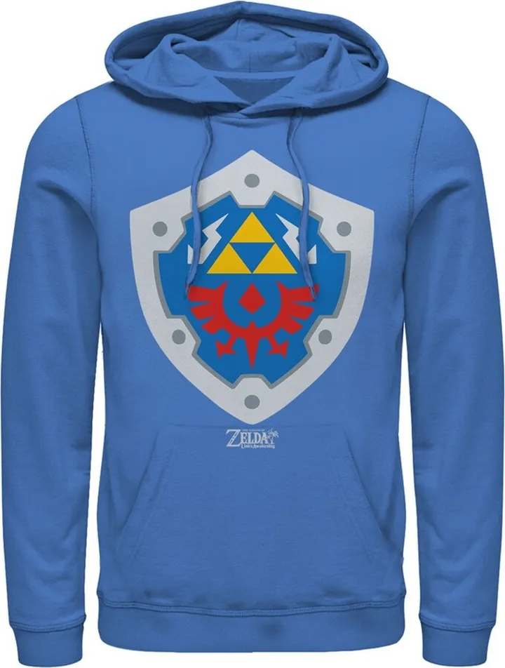 Men's Nintendo Legend of Zelda Link's Awakening Hylian Shield Pull Over Hoodie - Royal Blue - Small
