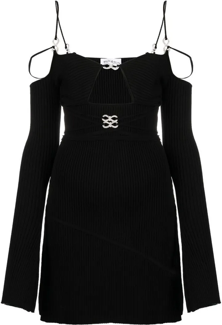 Crystal-Embellished Bow Mini Dress