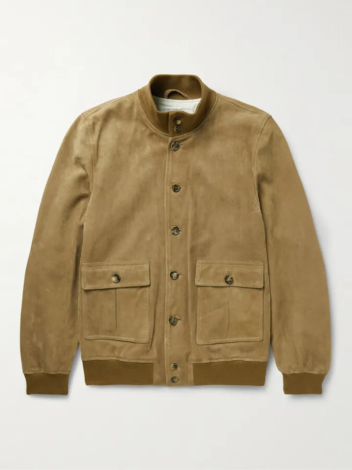 Valstarino Slim-Fit Suede Bomber Jacket