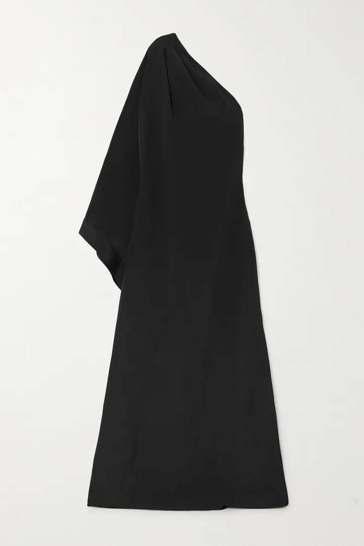 TOM FORD - One-shoulder Draped Silk-satin Gown - Black
