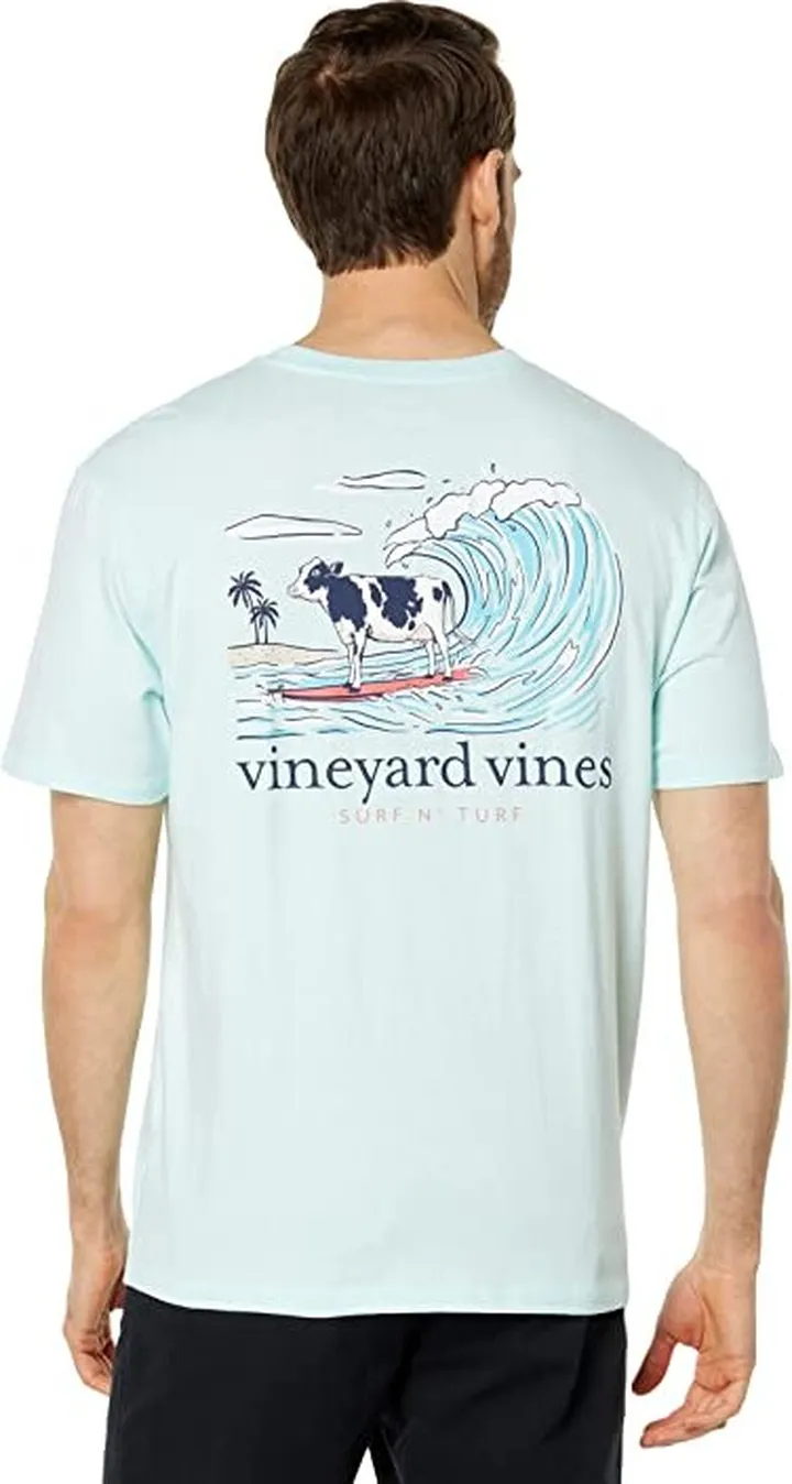 Vineyard Vines Surf N Turf Short Sleeve Tee (Crystal Blue) Men's Clothing