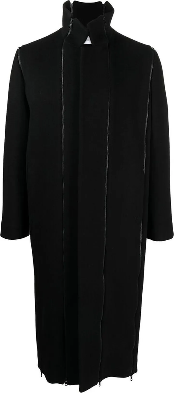 Zip-Detail Wool Coat